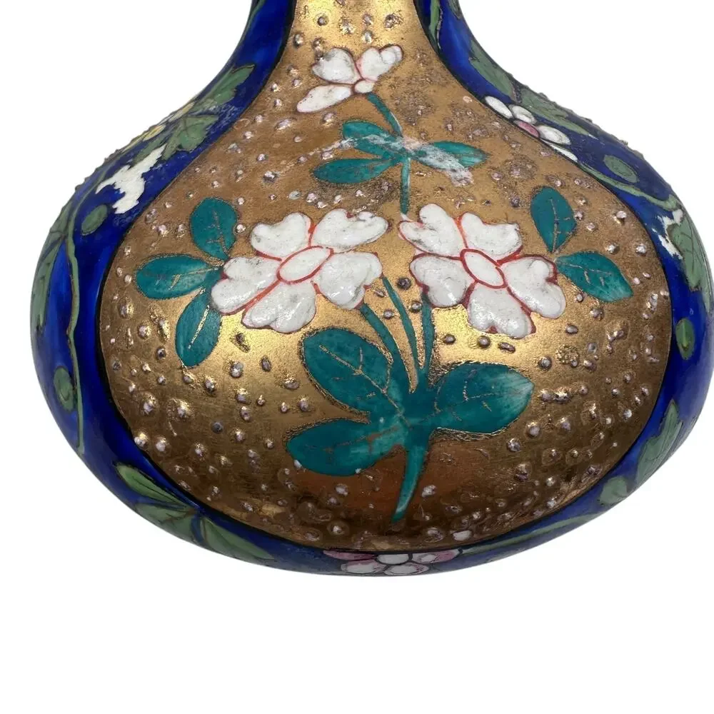 Antique Asian Moriage Slipware Ceramic‎ Vase 7